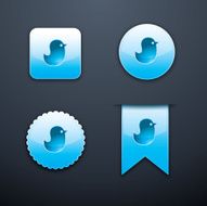 Shiny blue bird buttons