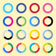 Social networks icon popular color ring button yellow paper background