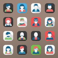 Avatar icon set flat style N7