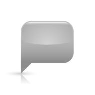 Gray speech bubble sign glossy icon rectangle pictogram white background