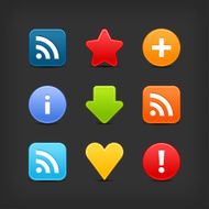 Satin icon set web internet circle square button gray background N2
