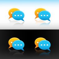 Speech bubble icon set orange blue circle web internet button