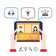 Businessman hands holding tablet with web icons