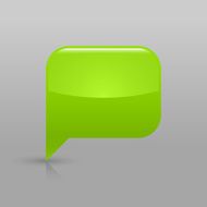 Green speech bubble sign glossy icon empty rectangle pictogram