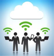 Wi-Fi Technology and Businessmen Stick Figures