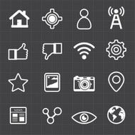 Social networking icons and black background