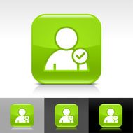 Green icon user sign glossy rounded square web button