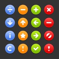 Satin icon set web internet circle button white background