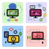 Business processes concept icon set in flat design