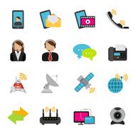 Flat Telecommunication and Networking icons