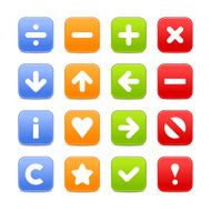 Satin icon set web internet square button white background