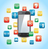 Smartphone with sports app icons N4