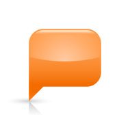 Orange speech bubble sign glossy icon rectangle pictogram white background