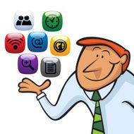 Businessman With Icons Symbols