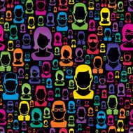 Color people on black background pattern