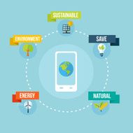 Ecology and mobile phone app flat design concept N2