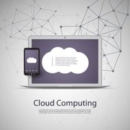 Cloud Computing and Networks Concept with Laptop Computer Smart Phone