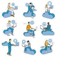 Cloud Computing Blue Men Set