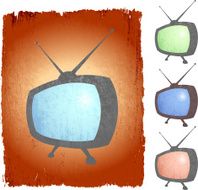an old fashion TV on a grunge background