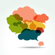 Congregated cloud speech bubbles
