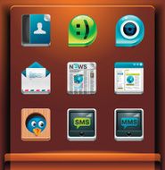 Communication and social networking Mobile devices apps services icons