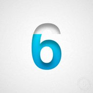 Number 6 Design (Six) - Blue on Watercolor Paper