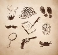 Detective sketch icons set N2