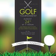 Elite Golf tournament invitation design template on bokeh N2