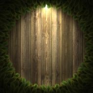 Blank Wooden background with Christmas wreath