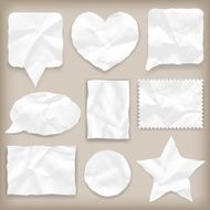 Labels or symbols of white crumpled paper