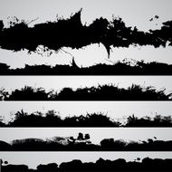 Grunge drawn splashes set black silhouettes N2
