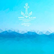 Abstract polygon background Blue sea background with pattern anchor fish