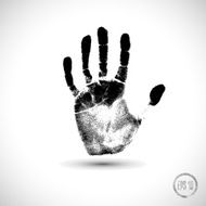 black hand print on a white