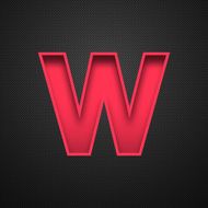 Alphabet W Design - Red Letter on Carbon Fiber Background