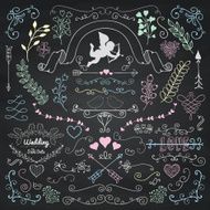 Vector Chalk Drawing Rustic Floral Design Elements