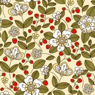 Colorful strawberry floral seamless pattern