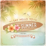Tropical Retro Summer Surfboard Sign Background N2