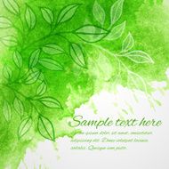 Watercolor green leaf design element Vector illustration