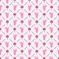 Seamless vector pattern of ice cream cocktail and line N3
