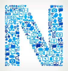 Letter N on vector technology pattern Background