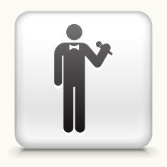 Square Button with Person Holding Microphone N2