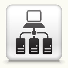 Square Button with Computer & Server N3