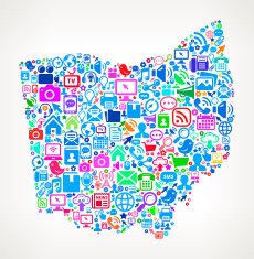Ohio State formed by technology and communication icons N2