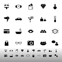 Lady related item icons on white background