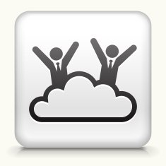 Square Button with Cloud nine Businessmen