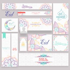 Floral social media post and header for Eid Mubarak
