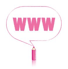 Pink Pencil Drawing WWW in Rounded Oblong Speech Balloon N2