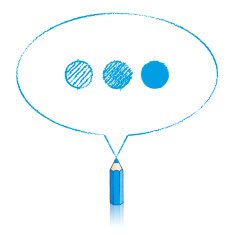 Blue Pencil Drawing Oval Speech Balloon with Ellipsis N2