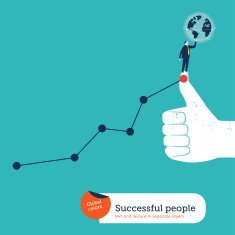 Businessman with globe on I like hand and chart