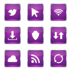 Web Internet Social Square Vector Violet Icon Design Set N8